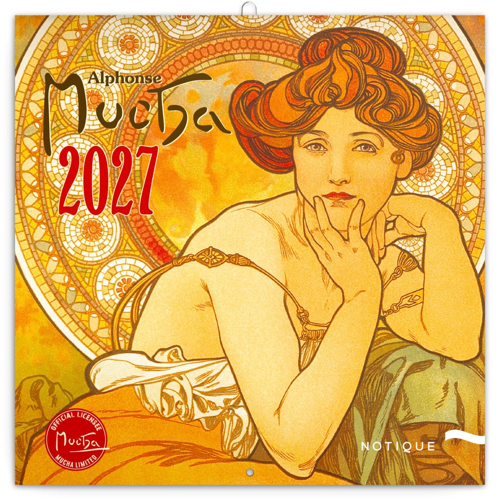 Kalendář 2027 poznámkový: Alfons Mucha 2027, 20 x 20 cm – -