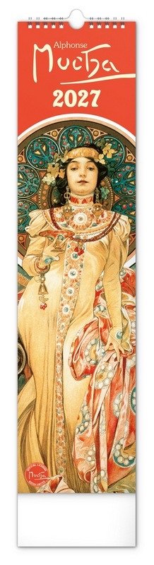 Kalendář 2027 nástěnný: Alfons Mucha, 12 x 48 cm – -