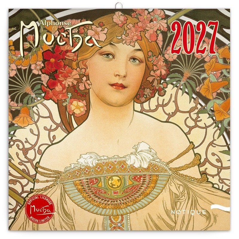 Kalendář 2027 poznámkový: Alfons Mucha, 30 x 30 cm – -