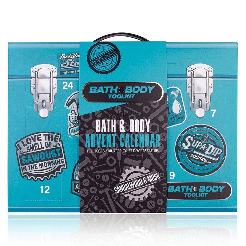 Adventní kalendář BATH and BODY TOOLKIT v dárkové krabici na nářadí