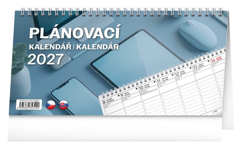 Kalendář 2027 stolní: Plánovací CZ/SK, 25 x 12,5 cm