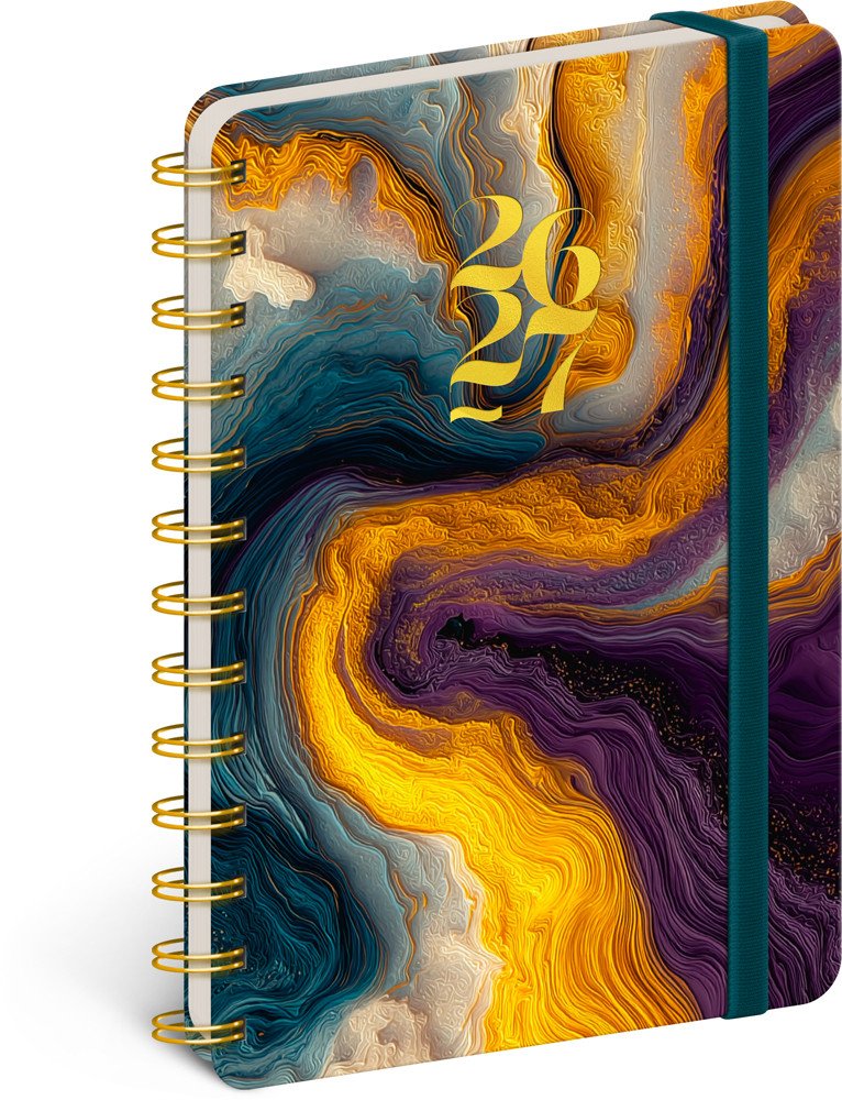 Diář 18měsíční spirálový 2026/2027 Petito - Barevný achát, 13 x 18 cm – -