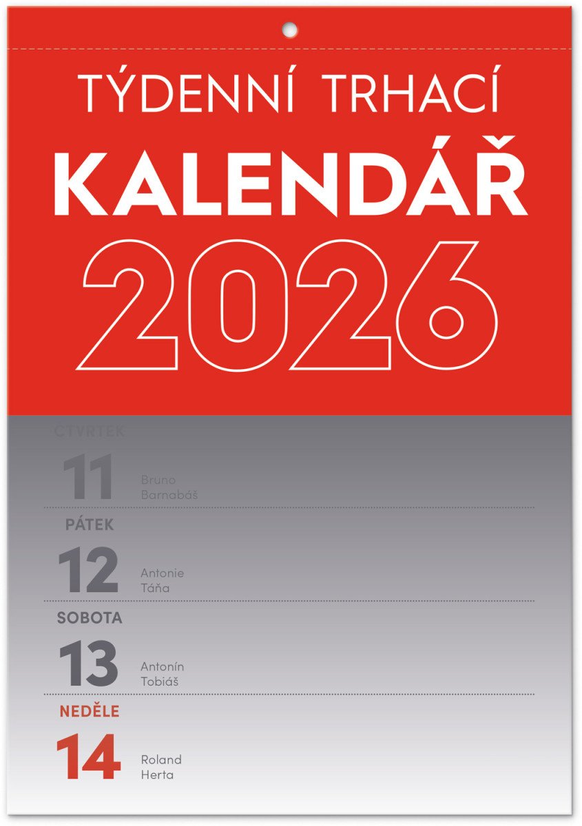 Kalendář 2026 nástěnný: Trhací týdenní A5
