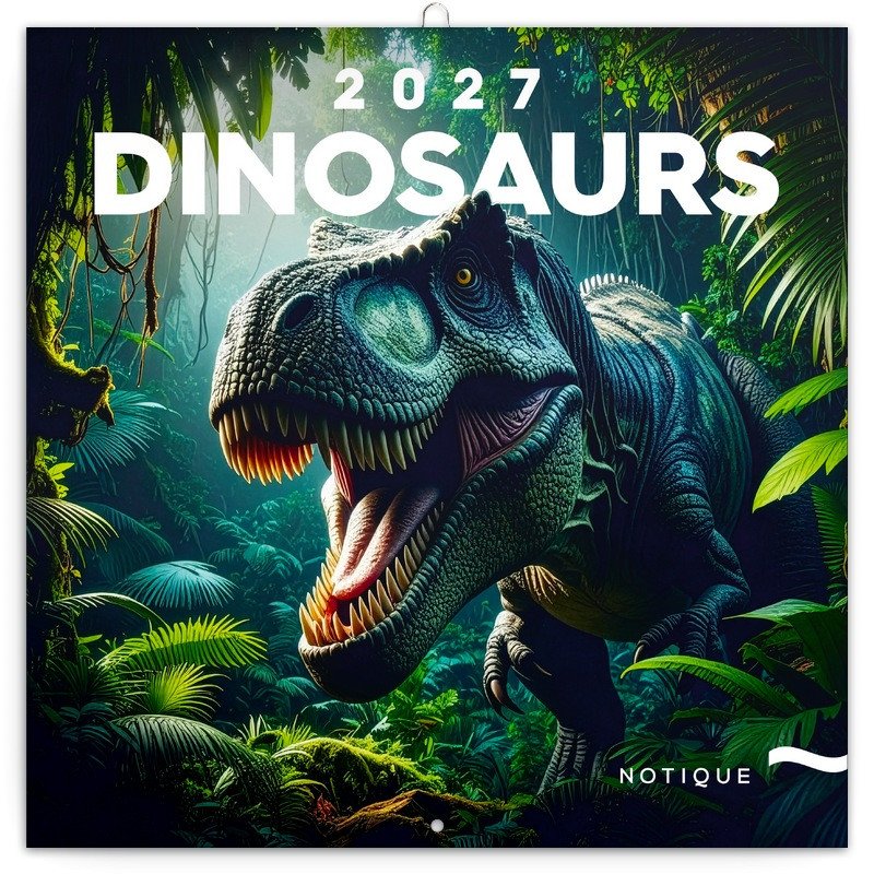 Kalendář 2027 poznámkový: Dinosauři, 30 x 30 cm – -