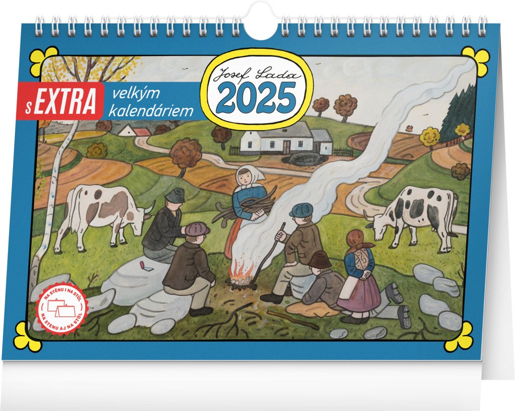 Kalendář 2025 stolní: Josef Lada s extra velkým kalendáriem, 30 × 21 cm