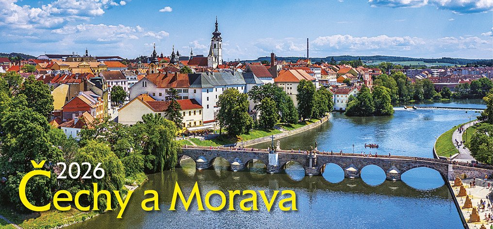 Kalendář 2026 Čechy a Morava, stolní, 29,7 x 13,8 cm