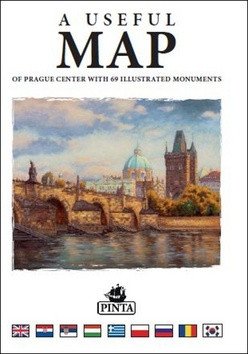 A USEFUL MAP - Praktická mapa centra Prahy s 69 ilustracemi historických památek (modrá) – Pinta Daniel