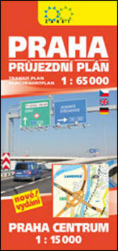 Praha průjezdní plán - 1:65 000 Praha centrum 1:15 000