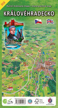Královéhradecko - Ručně malovaná mapa