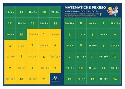 Pexeso Matematika Odečítání v oboru do 20 - Martin Staněk