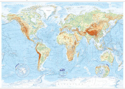Svět Nástěnná mapa reliéfy a povrch - 1:21 000 000