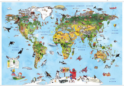 Ilustrovaná mapa světa pro malé cestovatele - verze plakát