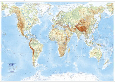 Svět státy a reliéf, nástěnná mapa - 1 : 26 000 000